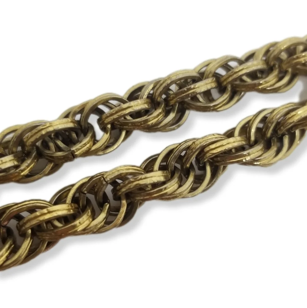 MONET 1960s GOLDPLATED TEXTURED  DOUBLE ROPE CHAIN STATEMENT BRACELET - Picture 6 of 9